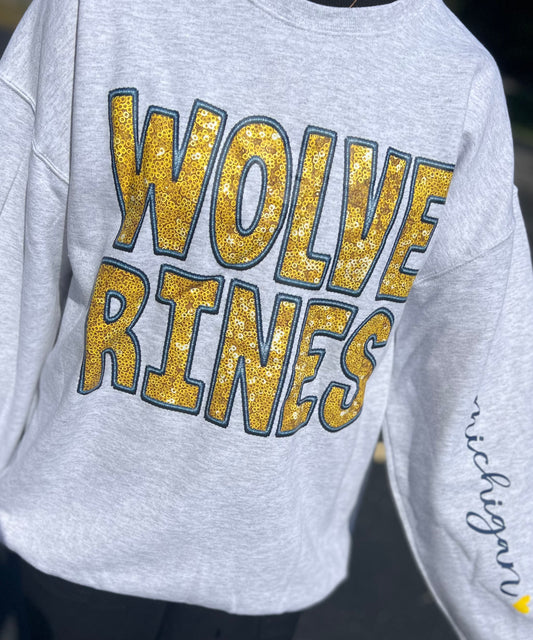 Wolverines Faux Sequin Embroidery