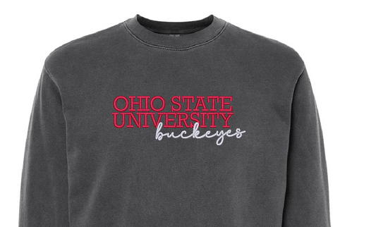 Ohio State Buckeyes Embroidered Crewneck